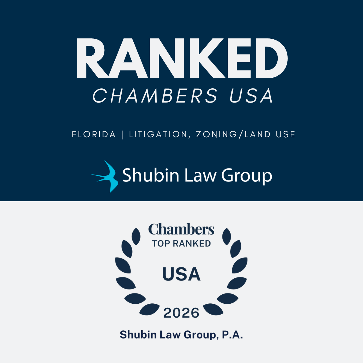 Shubin Law Group Earned Top Ranking in Chambers USA 2026_graphic